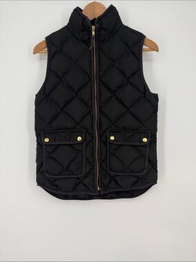 J. Crew Black Quilted Down Puffer Vest Size XS